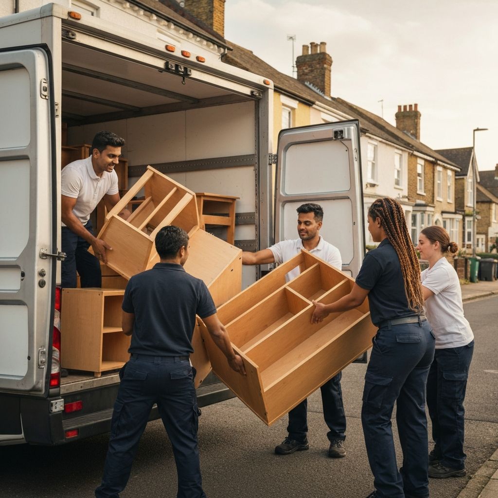Right Now Removals team loading furniture into removal van in Leeds, West Yorkshire